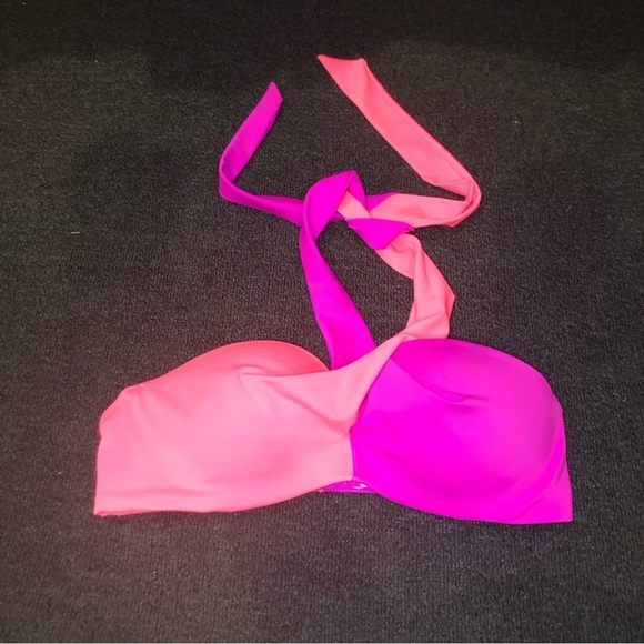 PINK Victoria’s Secret Pink & Purple Neck Twist Top Bikini Top Size Medium - Picture 1 of 8